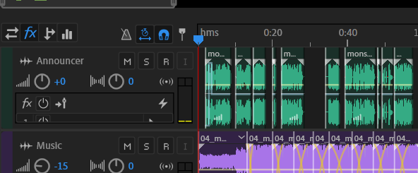 Screenshot of an audio project being edited.