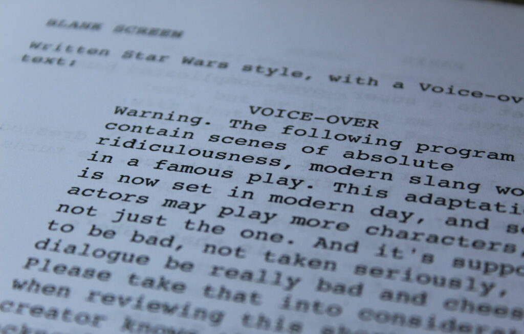 Close-up of a short film script I wrote.