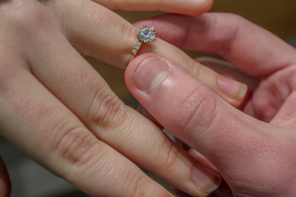 Engagement ring on hand
